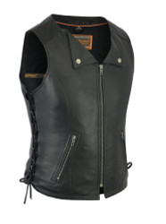 Leather Motorcycle Vest - Women's - Lightweight - Side Laces - DS280-DS
