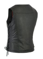 Leather Motorcycle Vest - Women's - Lightweight - Side Laces - DS280-DS