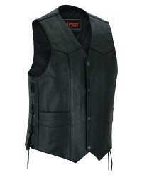 Leather Motorcycle Vest - Men's - Gun Pockets - Up To 9XL - Jax - Thunderlace - DS111-DS.