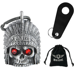 Motorcycle Ride Bell - 3D - Native Indian - Red Eyes - Skull - Spirit Bell - Gremlin - DBL40-L-DL