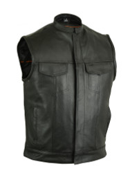 Leather Motorcycle Vest - Men's - Upgraded Club - Up To 12XL - DS188-DS