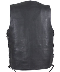 Leather Motorcycle Vest - Men's - Side Laces - MV8015-NK-DL