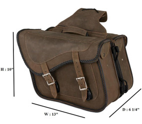 Saddlebags - Leather - Vintage Brown - Motorcycle Luggage - SD4065-NS-BRN24-DL