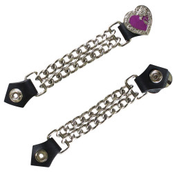 Set of Four - Purple Heart Chrome Rose - Vest Extenders - Chrome Chain - AC1305-PURP-DL