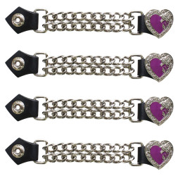 Set of Four - Purple Heart Chrome Rose - Vest Extenders - Chrome Chain - AC1305-PURP-DL