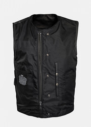 Leather Motorcycle Vest - Men's - Black - Pleated Club - MV8024-ZIP-11-DL