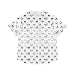 Skull Print - White on Black - Women's Baseball Jersey (AOP)