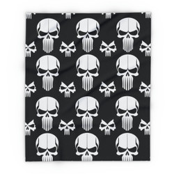 White Skulls on Black - 3 Different Sizes - Arctic Fleece Blanket