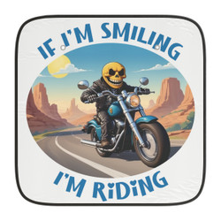 If I'm Smiling I'm Riding - Multiple Colors and Blue Text on White - Car Sun Shades