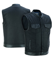 Denim and Leather Denim Vest - Men's - Concealed Carry -  Up to Size 12XL - DS689-DS