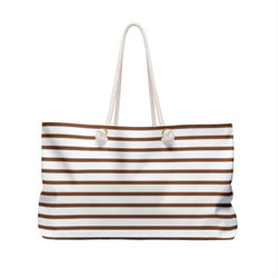 Brown and White Cowspots and Brown and White Stripes - Weekender Bag - Tote