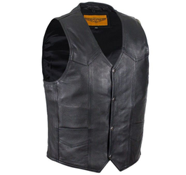 Leather Motorcycle Vest - Men's - Naked Leather - Classic Style - MV302-NK-DL