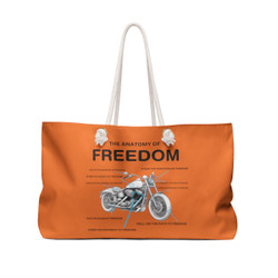 The Anatomy of Freedom - Motorcycles Bikers Motobikes Scooters - Orange Black - Weekender Bag - Tote