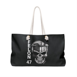 Felon 47 - Skull - Trump 2024 - Grayscale - Iconic Hair and Eyebrows - Weekender Bag - Tote