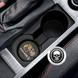 Felon 47 - Skull with American Flag - In Color - Donald Trump's Iconic Hair - Eyebrows - Soapstone Car Coaster