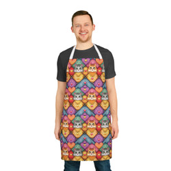 Colorful Cats Pattern 100 - Apron - Choice of 5 Strap Colors