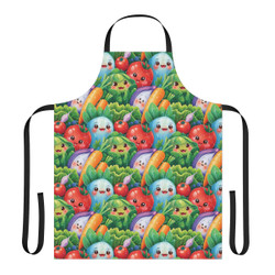 Happy Little Veggies -  Pattern 100 - Colorful - Apron - Choice of 5 Strap Colors