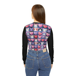 Hearts for Kitties - Pattern 100 - Women's Long Sleeve V-neck Shirt - Tee