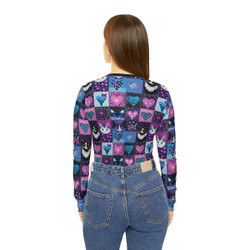 Hearts for Kitties - Pattern 101 - Women's Long Sleeve V-neck Shirt - Tee