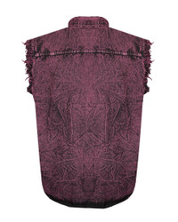 Denim Work Shirt - Men's - Burgundy - Sleeveless - Up To 5XL - MSLW-BURG-DL