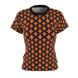 Orange Maltese Crosses Pattern - Orange on Black - Women's Cut & Sew Tee - T-Shirt