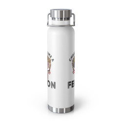 Trump 2024 - Chillin Like A Felon - USA Flag - Skull With Trump's Iconic Hairstyle - Copper Vacuum Insulated Bottle, 22oz
