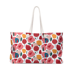 Pink Modern Stylized Roses Pattern - Pink Red Yellow on White - Weekender Bag - Tote
