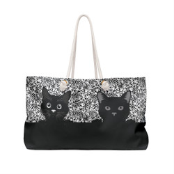Speckled Pattern - Black Cat Peeping - Weekender Bag - Tote