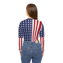 American Flag - Red White Blue - Stars and Stripes - Women's Long Sleeve V-neck Shirt - Tee
