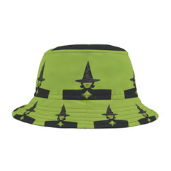 Witchy Woman - Halloween - Witch's Hat - Green and Black - Biker Bucket Hat