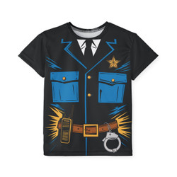 Halloween Unisex Police Costume - Black T-Shirt - KiRC Sports Jersey