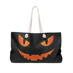 Scary Halloween Costume Jack-O-Lantern - Orange Glowing Eyes Mouth - Weekender Bag - Tote