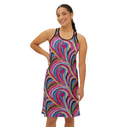 Striped Painted Hearts - Colorful - Women's Racerback Dress