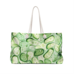 Cucumbers - Vegetable Lovers - Green - White Handles - Weekender Bag - Tote