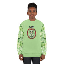 Cucumber Slices Pattern - Cat Inside Apple Vegetable Design - Unisex Sweatshirt