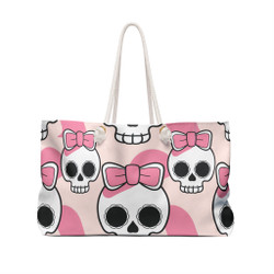 Weekender Bag - Pink Skull with Coquette Bow Design