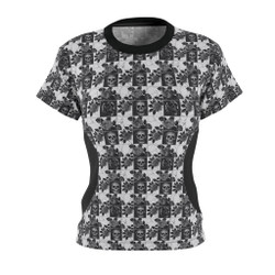 Grayscale Roses and Skulls - Women's Cut & Sew Tee - T-Shirt