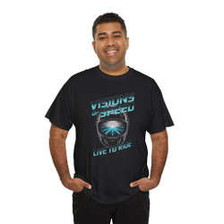 Motorcycle T-Shirt - Visions of Speed - Live to Ride LTR - Black and Neon Blue - Unisex Tee.
