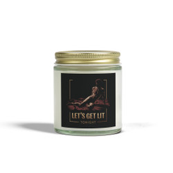 Scented Candle - Let's Get Lit - Black Male - Amber or Clear Jar - Perfect Gift for Bikers & Home Decor