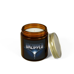 Scented Candle - Unzipped Zipper - Midnight Blue - Amber or Clear Jar - Perfect Gift for Bikers & Home Decor