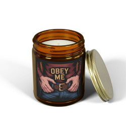 Scented Candle - Obey Me - Man With Hands on Belt - BDSM - Amber or Clear Jar - Perfect Gift for Bikers & Home Decor