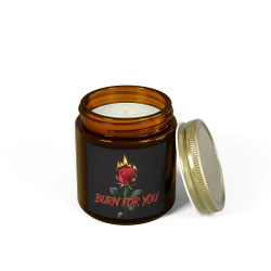 Scented Candle - Burn for You - Rose on Fire - Amber or Clear Jar - Perfect Gift for Bikers & Home Decor