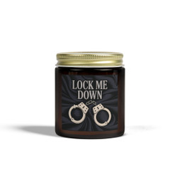 Scented Candle - Lock Me Down - Handcuffs - Amber or Clear Jar - Perfect Gift for Bikers & Home Decor