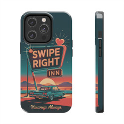 Retro Swipe Right Tough Phone Case - iPhone 14 15 16 Models - Ideal for Dating Enthusiasts