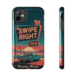 Retro Swipe Right Tough Phone Case - iPhone 11 12 13 Models - Ideal for Dating Enthusiasts