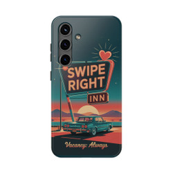 Retro Swipe Right Tough Phone Case - Samsung Galaxy S21 S22 S23 S24 Models - Ideal for Dating Enthusiasts