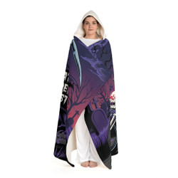 Cozy Hooded Sherpa Fleece Blanket | Biker Motorcycle | Gothic Halloween Anytime Design