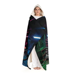 Cozy Hooded Sherpa Fleece Blanket | Biker Motorcycle | Built in the Dark - Chopper
