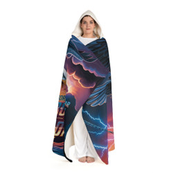 Cozy Hooded Sherpa Fleece Blanket | Biker Motorcycle | Born to Soar Built to Roar - Eagle VTwin