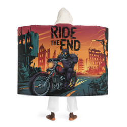 Cozy Hooded Sherpa Fleece Blanket | Biker Motorcycle | Ride the End - Apocalypse
